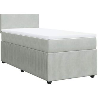 vidaXL Cama Box Spring Con Colch&oacute;n Terciopelo Gris Claro 80x200 Cm Vidaxl