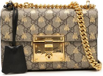 Gucci Pre-owned Gucci Small GG Supreme Bee Padlock Crossbody Ladies 409487.486628