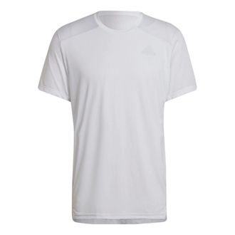 adidas Solid Color Logo Micro Mark Sports Training Breathable Round Neck Short Sleeve White H58587