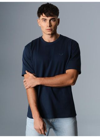Trigema T-Shirt TRIGEMA TRIGEMA Heavy Oversized T-Shirt, Herren, Gr. S, blau (night, blau), 100% Baumwolle, Shirts T-Shirt