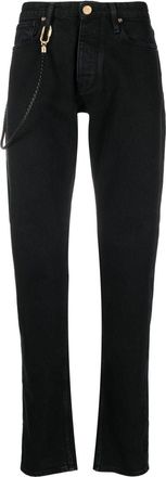 Emporio Armani leather-strap straight-leg jeans - men - Cotton/Spandex/Elastane - 30 - Black