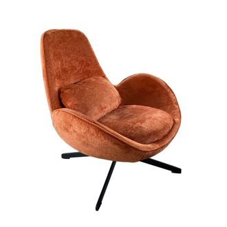 Mathi Design Sill&oacute;n giratorio de terciopelo naranja elegante