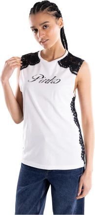Pinko Dawn Tank - Dames - Tops zonder mouwen - Wit - XS - Katoen - Tops