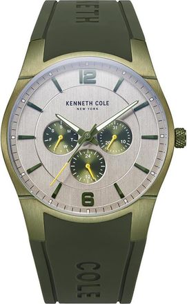 Kenneth Cole Dress Sport Silicone Strap Watch, 42mm in Olive at Nordstrom