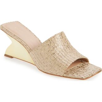 Koko + Palenki Talo Wedge Slide Sandal in Gold Metallic Fabric at Nordstrom, Size 11Us