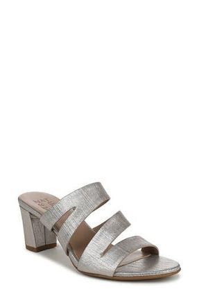 Naturalizer Beaming Block Heel Sandal in Silver Metallic Linen at Nordstrom Rack, Size 7.5