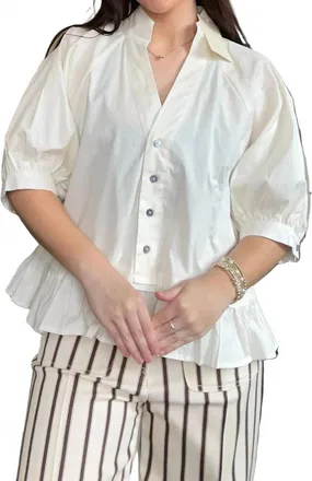 Entro Boutique Style Ruffle Hem Blouse In Cream