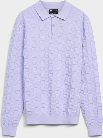 Le 31 Mens Textured geo knit Polo Shirt