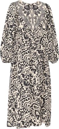 Max Mara Abito midi in cotone con ricamo - Nero