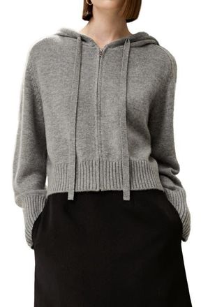 LilySilk Short Zip-Up Wool Cashmere Hoodie in Light Gray at Nordstrom, Size X-Small