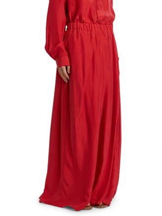 PDR Phisique Du Role Irregular Pleats Maxi Skirt in Habotai Silk