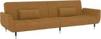 vidaXL Vidaxl - Sof&aacute; Cama De 2 Plazas Con Dos Cojines Terciopelo Marr&oacute;n