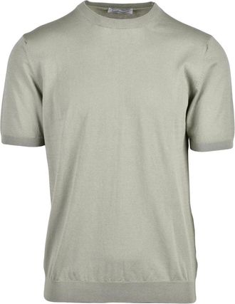 Bellwood Sage Green Crew Neck Cotton Knit Top