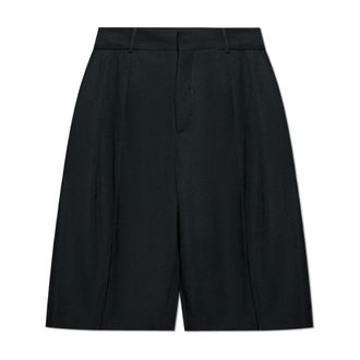 Balmain Casual Shorts, male, Black, Size: 2XL Wool pleated shorts