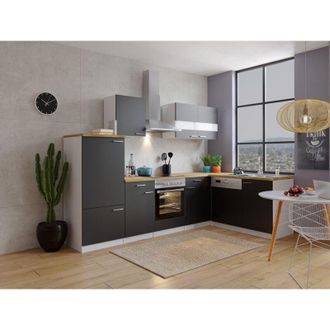 Respekta Cucina Cucinino Blocco Cucina Cucina ad Angolo Bianco Nero Malia 280x172 cm Respekta