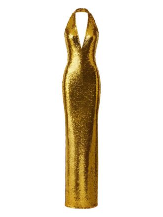 New Arrivals Olympia sequin-embellishment maxi dress - Gold