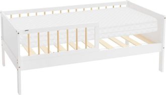 ML Design Ml-design Cama Infantil Blanco-natural Con Colch&oacute;n De Espuma Fr&iacute;a 70x140cm Madera De Pino Maciza Con Somier De L&aacute;minas Y Protecci&oacute;n Antica&iacute;da Estructu