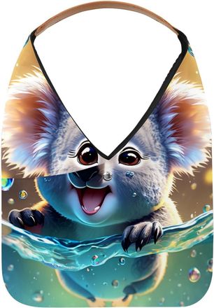 Generic Lovely Koala Swims Underwater Reusable Lightweight Grocery Bags - Foldable Into Compact Pouch, Washable & Sturdy, Multipurpose for Shopping and Travel