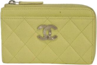 Chanel Pre-owned Portemonnee - Dames - Vintage Accessoires - Geel - ONE Size - Leer - Vintage