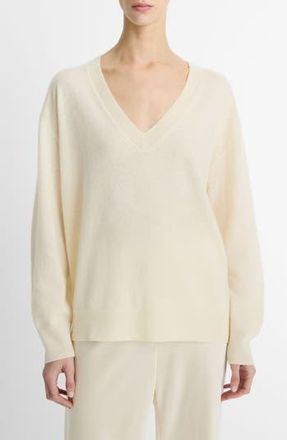 Vince Cashmere & Silk V-Neck Sweater in Vanille at Nordstrom Rack, Size Medium
