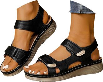 Generic Ladies Sandals Wide Fit Sandals for Women Orthopedic Sandal Women Summer Outdoor Anti-Slip Platform Beach Shoes Ladies Wedge Slides Wide Open Toe Ankl