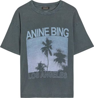Anine Bing Palms Printed Cotton T-shirt - Grey - S (UK8-10 / S)