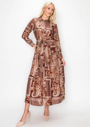 YAL New York Paisley Dress with Tie Belt