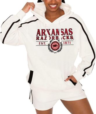 Gameday Couture Womens Gameday Couture Cream Arkansas Razorbacks Down, Set, Go Pullover Hoodie and Shorts Set at Nordstrom, Size Xxx-Large