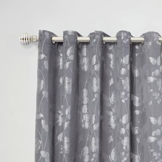 TJ Hughes Metal Sliced - Extendable Curtain Pole with pair of end finials in Brushed Silver - TJ Hughes