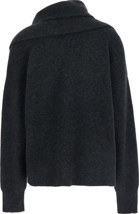 Toteme Womens Black Draped Sweater Tech Fabric Polyamide Recycled Tops Top