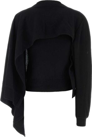 Jil Sander Womens Virgin Wool With Detachable Scarf Sweater Black Vergine