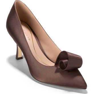 Cole Haan Florette Pointed Toe Pump in Ch Dk Chocolate Satin at Nordstrom Rack, Size 8.5