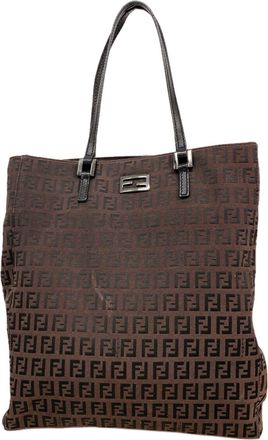 Fendi Dark Brown Nylon Canvas Tote Bag (Pre-Owned)