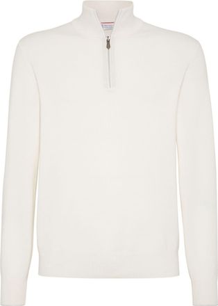 Brunello Cucinelli funnel-neck cashmere polo shirt - men - Cashmere - 54 - White