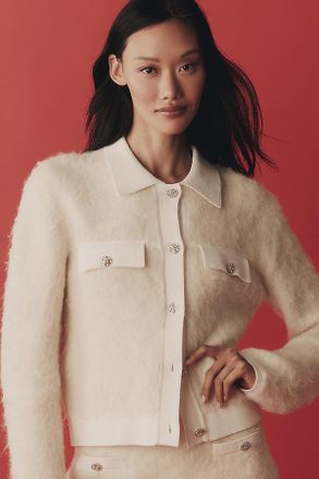 endless rose Textured Collared Cardigan Sweater