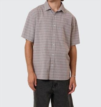 Thrills Stripe Check Short Sleeve Shirt In Smog