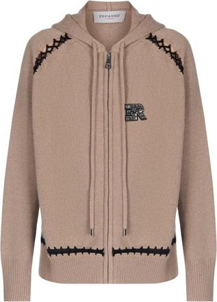 Ermanno Scervino Maglia aperta con zip e cappuccio - Dames - Vesten - Grijs - XS - Wol - Truien & Vesten