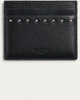 Valentino Garavani Portacarte Rockstud In Vitello Granato Uomo NERO UNI