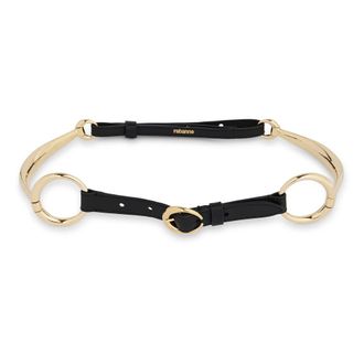 Paco Rabanne Accessoires, Dames, Veelkleurig, ONE Size, Zwart Goud Ring Leren Riem