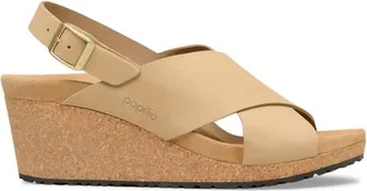 Birkenstock Womens Samira Nubuck Leather Wedge Sandals In Sandcastle