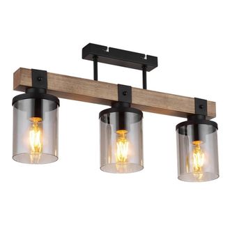 Netlighting Lila Ceiling Spotlight Bar Matt Black Smoke Glass Shade 3x E27