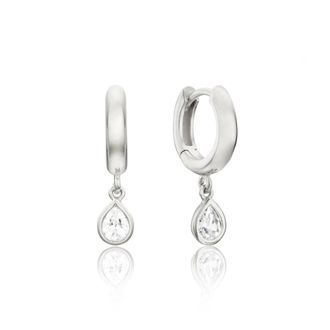 Lily & Roo Silver Mini Teardrop Huggie Hoop Earrings