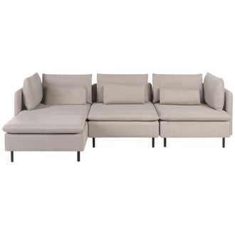 Beliani Sof&aacute; 3 Plazas De Tela Asiento Moderno Derecho Sala De Estar Beige Lemvig