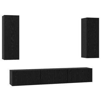Berkfield Home TV Cabinet with Shelf 5 pcs Black oak Medium 30.5 x 30 x 90 cm