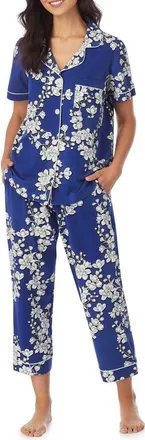Bedhead Pajamas Navy Shadow Blossom Organic Cotton Crop Pajamas at Nordstrom, Size X-Small