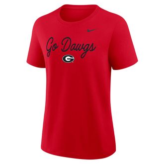 Nike Georgia Script Mantra Logo Nike Womens College T-Shirt in Red | 01K965NNGB-VVT