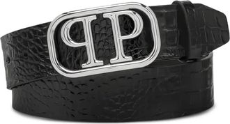 Philipp Plein Cintura con effetto coccodrillo - Nero