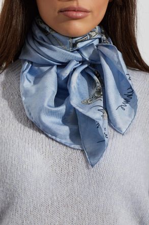 Moschino Silk Scarf With Print, Unisex, Blue