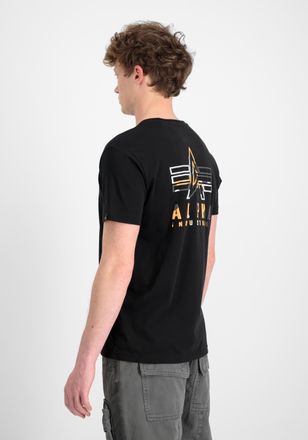 Alpha Industries T-Shirt ALPHA INDUSTRIES Camo Logo Puff Print Backprint T-Shirt, Herren, Gr. 3XL, schwarz, Obermaterial: 100% Baumwolle, Shirts T-Shirt