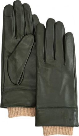 Echo Unisex Rib Cuff Leather Glove In Forest Green